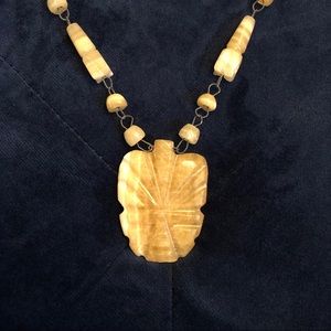 Vintage Handcarved Yellow Onyx Necklace Mexico